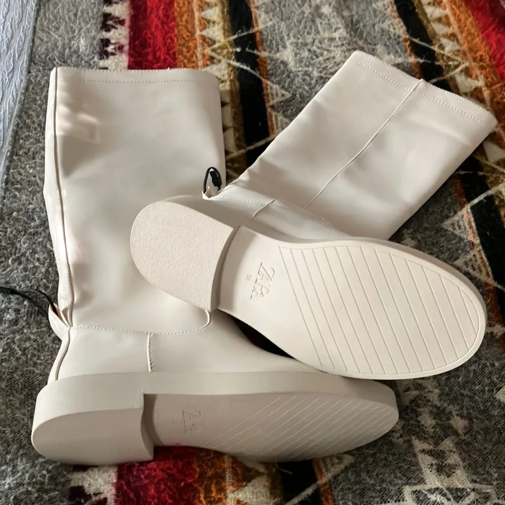 🔥🔥🔥Zara knee high boots white creamy🔥🔥🔥🔥 - Picture 3 of 6